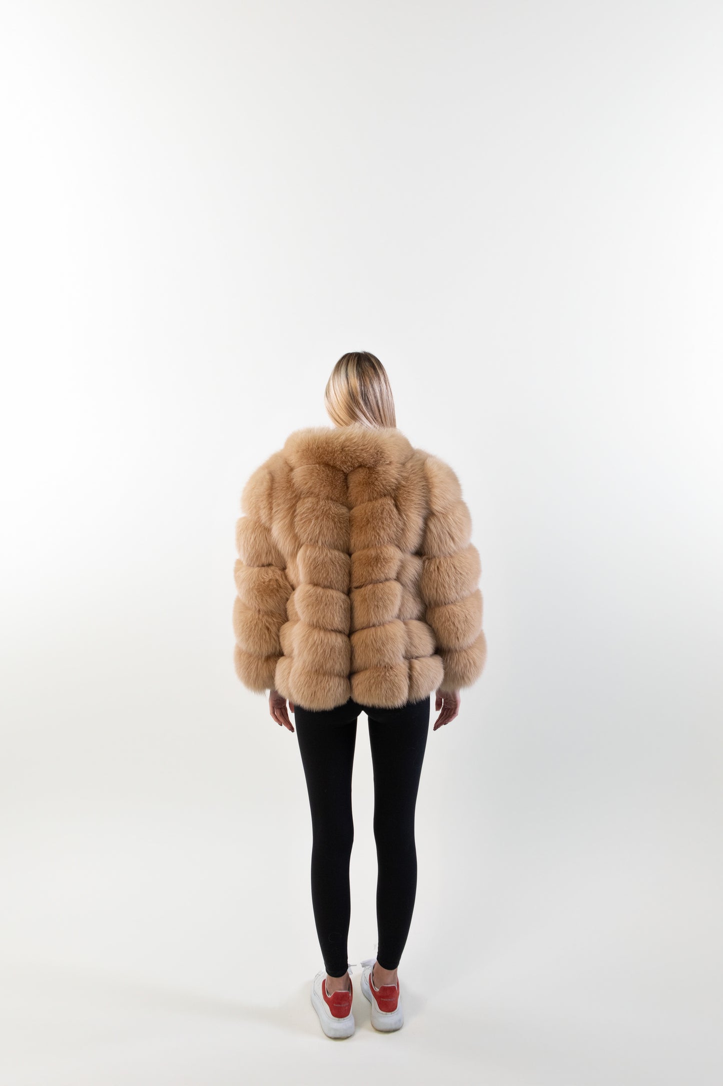 IN STOCK Bubble Fox Fur Coat, Honey, Size M