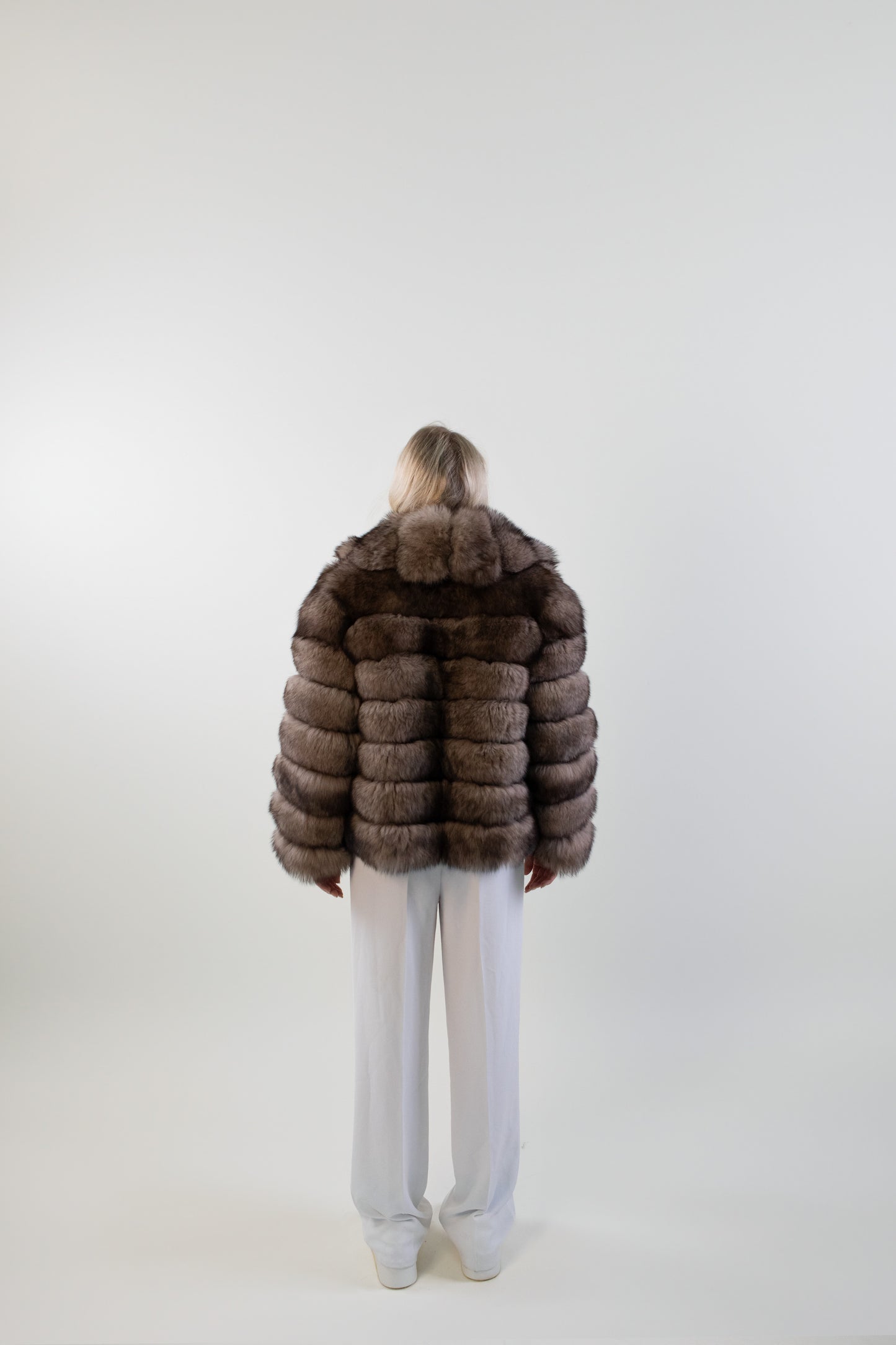 IN STOCK Royal Fox Fur Coat, Natural Brown, Size M